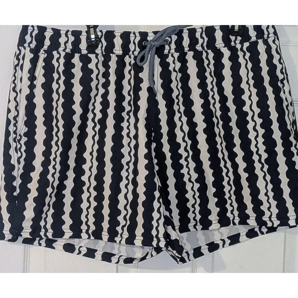 J.Crew Mens 5 Inch Inseam Flex‎ Swim Trunks Navy Wavy Stripe XL BW492 NEW $80